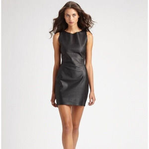 Elizabeth & James Lamb Leather Dress Mesh Open Back Sheer Sleeveless Min…